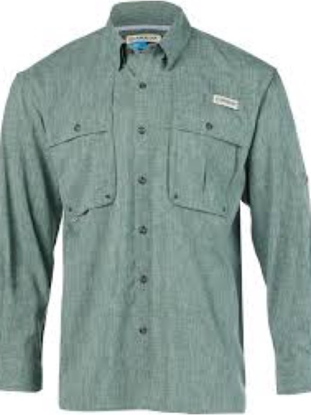 Magellan outdoors, green Heathered long sleeve fishing shirt, utility size XL